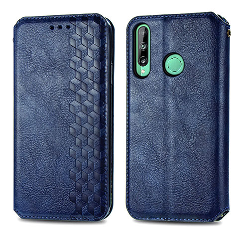 Custodia Portafoglio In Pelle Cover con Supporto S01D per Huawei P40 Lite E Blu