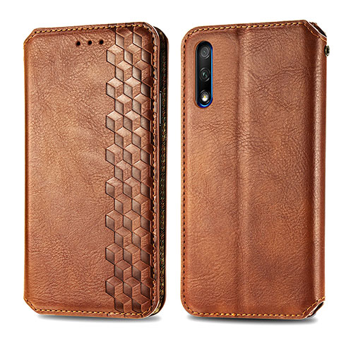 Custodia Portafoglio In Pelle Cover con Supporto S01D per Huawei Y9 Prime (2019) Marrone