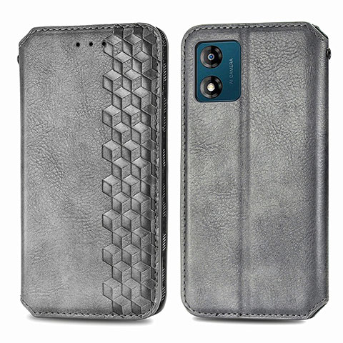 Custodia Portafoglio In Pelle Cover con Supporto S01D per Motorola Moto E13 Grigio