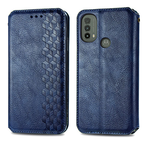 Custodia Portafoglio In Pelle Cover con Supporto S01D per Motorola Moto E20 Blu