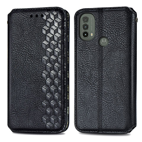 Custodia Portafoglio In Pelle Cover con Supporto S01D per Motorola Moto E30 Nero