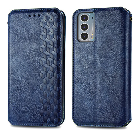 Custodia Portafoglio In Pelle Cover con Supporto S01D per Motorola Moto Edge 20 5G Blu