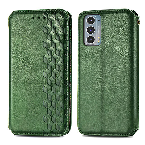 Custodia Portafoglio In Pelle Cover con Supporto S01D per Motorola Moto Edge 20 5G Verde