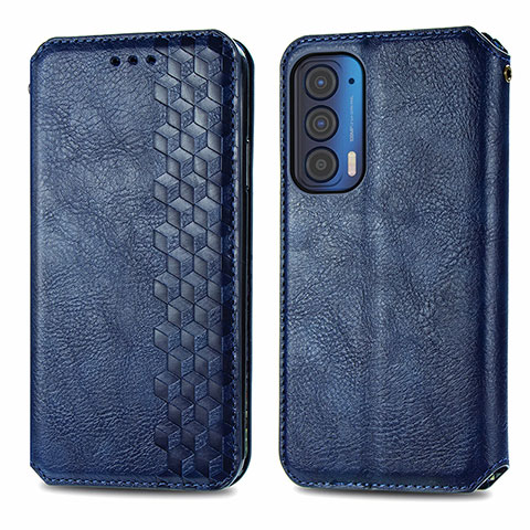 Custodia Portafoglio In Pelle Cover con Supporto S01D per Motorola Moto Edge (2021) 5G Blu