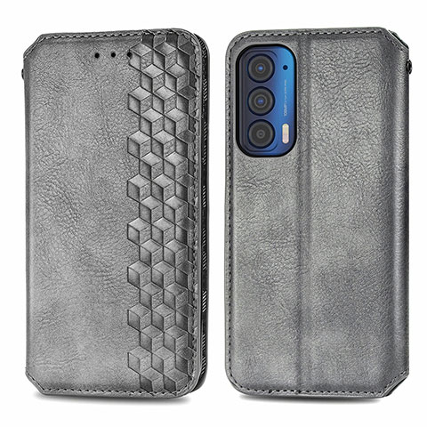 Custodia Portafoglio In Pelle Cover con Supporto S01D per Motorola Moto Edge (2021) 5G Grigio