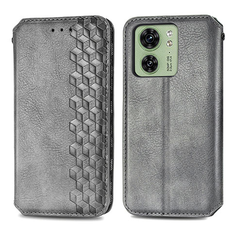 Custodia Portafoglio In Pelle Cover con Supporto S01D per Motorola Moto Edge (2023) 5G Grigio