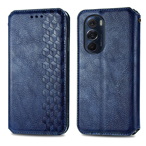 Custodia Portafoglio In Pelle Cover con Supporto S01D per Motorola Moto Edge 30 Pro 5G Blu