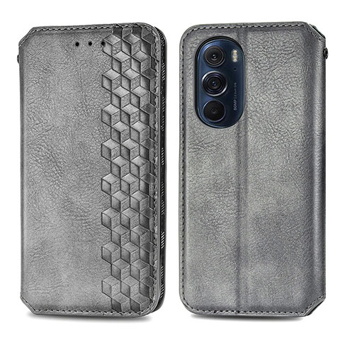 Custodia Portafoglio In Pelle Cover con Supporto S01D per Motorola Moto Edge 30 Pro 5G Grigio