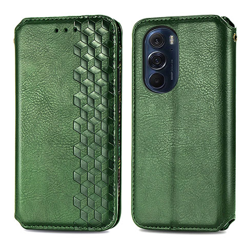 Custodia Portafoglio In Pelle Cover con Supporto S01D per Motorola Moto Edge 30 Pro 5G Verde