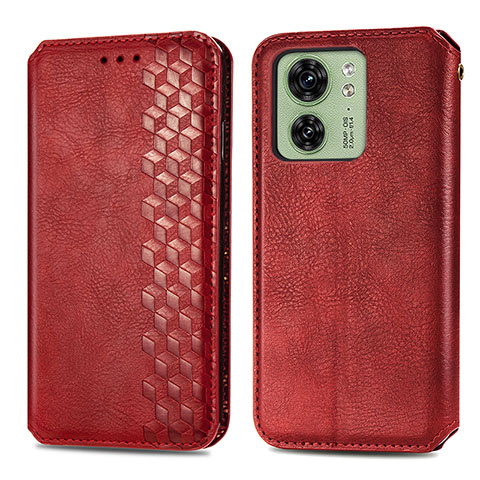 Custodia Portafoglio In Pelle Cover con Supporto S01D per Motorola Moto Edge 40 5G Rosso