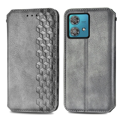 Custodia Portafoglio In Pelle Cover con Supporto S01D per Motorola Moto Edge 40 Neo 5G Grigio