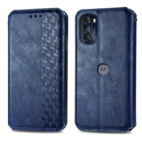 Custodia Portafoglio In Pelle Cover con Supporto S01D per Motorola Moto G 5G (2022) Blu