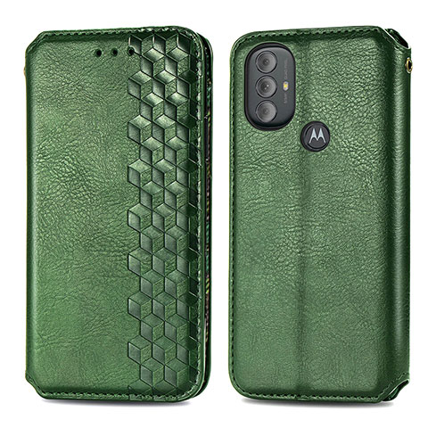 Custodia Portafoglio In Pelle Cover con Supporto S01D per Motorola Moto G Play Gen 2 Verde