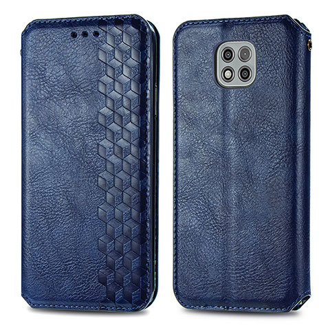 Custodia Portafoglio In Pelle Cover con Supporto S01D per Motorola Moto G Power (2021) Blu