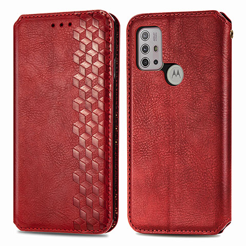 Custodia Portafoglio In Pelle Cover con Supporto S01D per Motorola Moto G10 Power Rosso