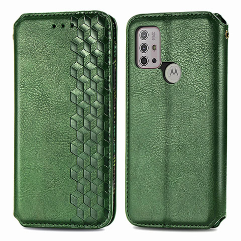 Custodia Portafoglio In Pelle Cover con Supporto S01D per Motorola Moto G10 Verde