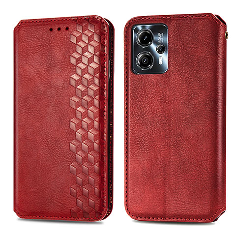 Custodia Portafoglio In Pelle Cover con Supporto S01D per Motorola Moto G13 Rosso