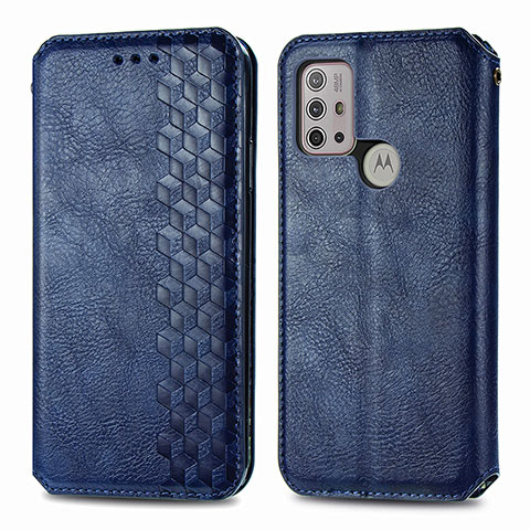 Custodia Portafoglio In Pelle Cover con Supporto S01D per Motorola Moto G20 Blu