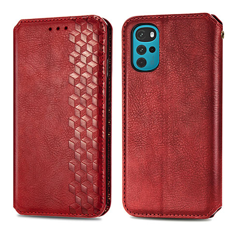 Custodia Portafoglio In Pelle Cover con Supporto S01D per Motorola Moto G22 Rosso