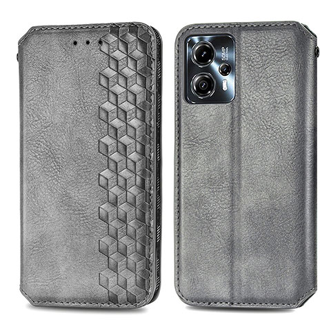 Custodia Portafoglio In Pelle Cover con Supporto S01D per Motorola Moto G23 Grigio