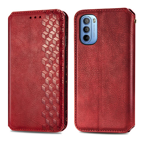 Custodia Portafoglio In Pelle Cover con Supporto S01D per Motorola Moto G41 Rosso