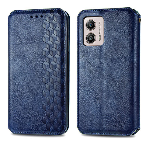 Custodia Portafoglio In Pelle Cover con Supporto S01D per Motorola Moto G53 5G Blu