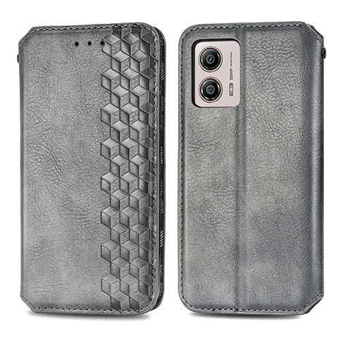 Custodia Portafoglio In Pelle Cover con Supporto S01D per Motorola Moto G53 5G Grigio