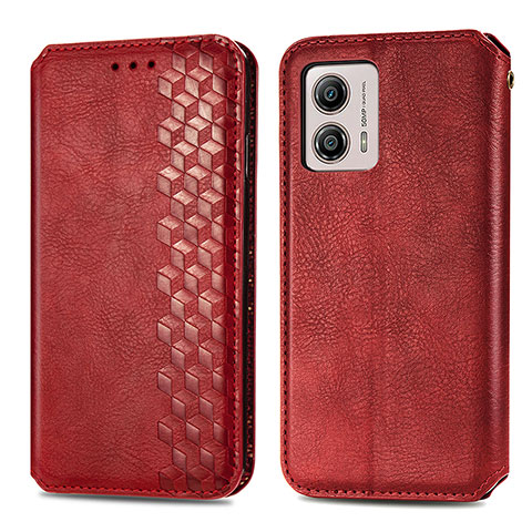 Custodia Portafoglio In Pelle Cover con Supporto S01D per Motorola Moto G53j 5G Rosso