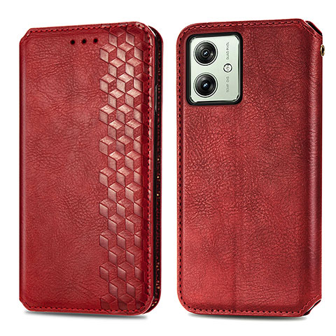 Custodia Portafoglio In Pelle Cover con Supporto S01D per Motorola Moto G54 5G Rosso