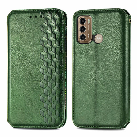 Custodia Portafoglio In Pelle Cover con Supporto S01D per Motorola Moto G60 Verde