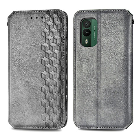 Custodia Portafoglio In Pelle Cover con Supporto S01D per Nokia XR21 Grigio