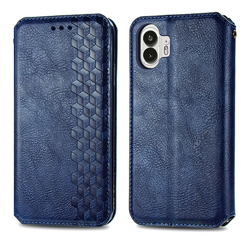 Custodia Portafoglio In Pelle Cover con Supporto S01D per Nothing Phone 2 Blu