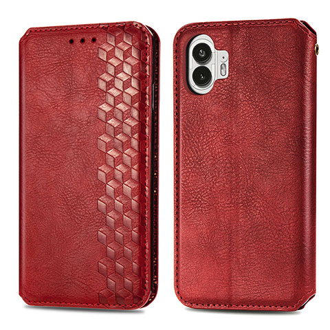 Custodia Portafoglio In Pelle Cover con Supporto S01D per Nothing Phone 2 Rosso