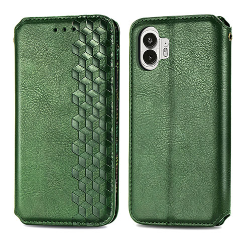 Custodia Portafoglio In Pelle Cover con Supporto S01D per Nothing Phone 2 Verde