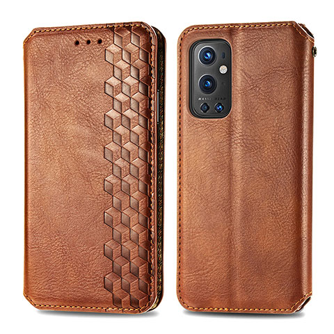 Custodia Portafoglio In Pelle Cover con Supporto S01D per OnePlus 9 Pro 5G Marrone