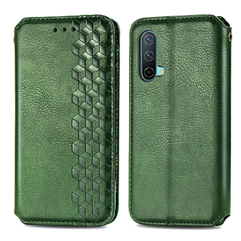 Custodia Portafoglio In Pelle Cover con Supporto S01D per OnePlus Nord CE 5G Verde