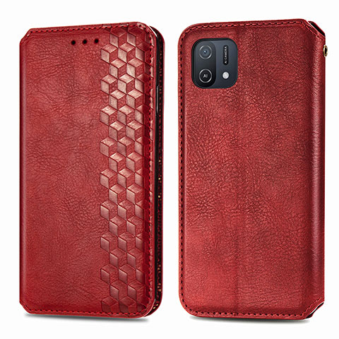 Custodia Portafoglio In Pelle Cover con Supporto S01D per Oppo A16e Rosso