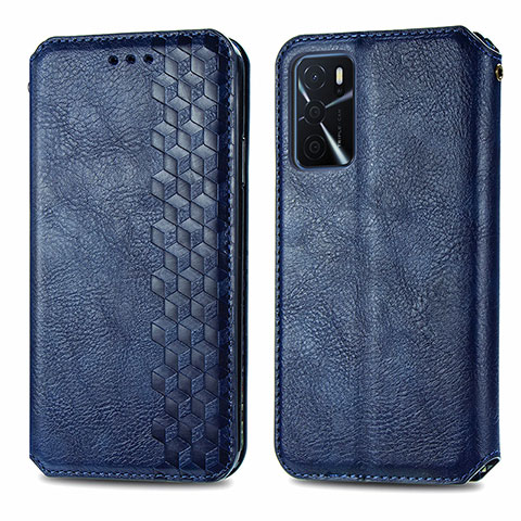 Custodia Portafoglio In Pelle Cover con Supporto S01D per Oppo A54s Blu