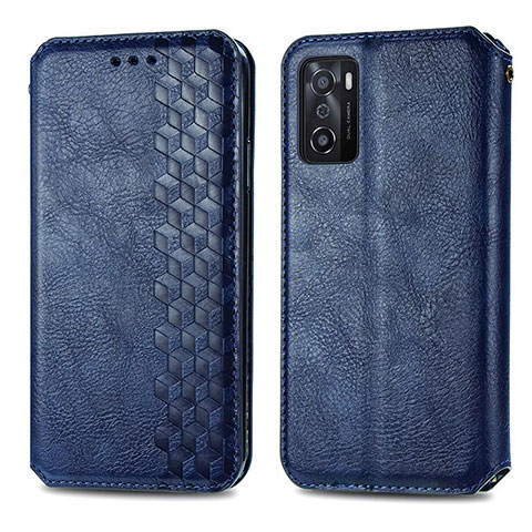 Custodia Portafoglio In Pelle Cover con Supporto S01D per Oppo A55S 5G Blu