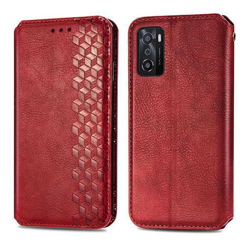 Custodia Portafoglio In Pelle Cover con Supporto S01D per Oppo A55S 5G Rosso