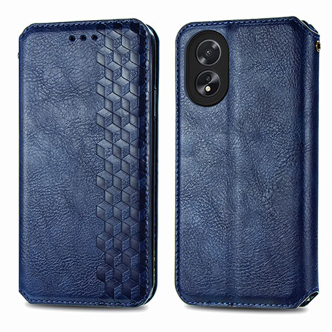 Custodia Portafoglio In Pelle Cover con Supporto S01D per Oppo A58 4G Blu