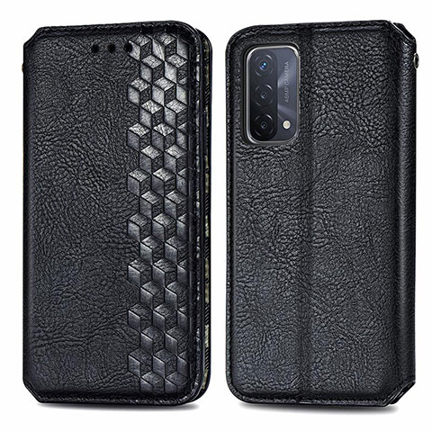 Custodia Portafoglio In Pelle Cover con Supporto S01D per Oppo A74 5G Nero