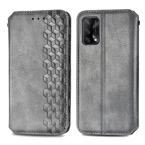 Custodia Portafoglio In Pelle Cover con Supporto S01D per Oppo F19 Grigio