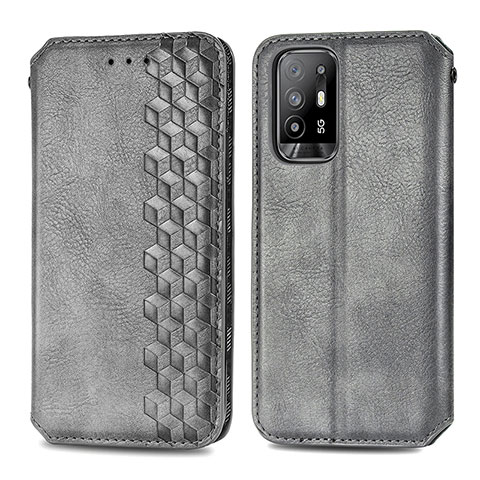 Custodia Portafoglio In Pelle Cover con Supporto S01D per Oppo F19 Pro+ Plus 5G Grigio