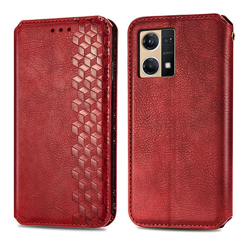 Custodia Portafoglio In Pelle Cover con Supporto S01D per Oppo F21s Pro 4G Rosso