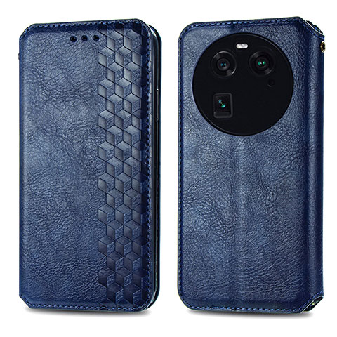 Custodia Portafoglio In Pelle Cover con Supporto S01D per Oppo Find X6 5G Blu