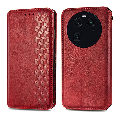 Custodia Portafoglio In Pelle Cover con Supporto S01D per Oppo Find X6 5G Rosso