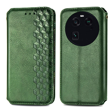 Custodia Portafoglio In Pelle Cover con Supporto S01D per Oppo Find X6 5G Verde