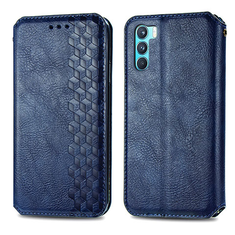 Custodia Portafoglio In Pelle Cover con Supporto S01D per Oppo K9 Pro 5G Blu