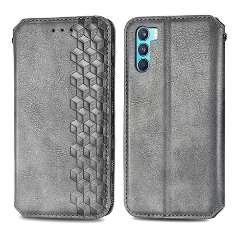 Custodia Portafoglio In Pelle Cover con Supporto S01D per Oppo K9 Pro 5G Grigio